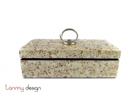Rectangular lacquer box attached with white pearl, round knob 13*30cm